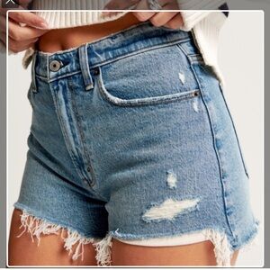 Abercrombie & Fitch Curve Love Light Blue Mom Shorts